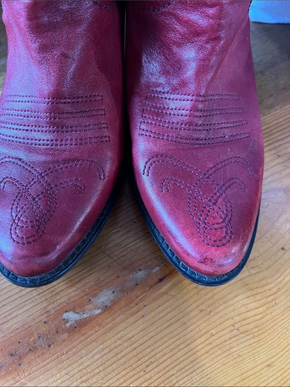 Franco Sarto Red Suede Western Booties with Buckle - Picture 6 of 7